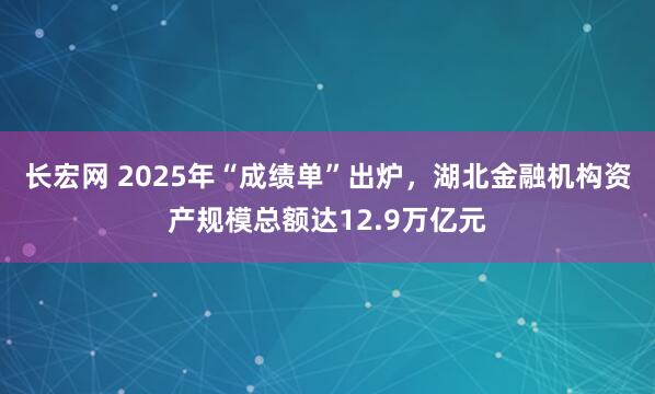 长宏网 2025年“成绩单”出炉，湖北金融机构资产规模总额达12.9万亿元